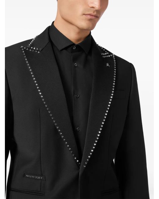 Philipp Plein Black Stud-Embellished Blazer for men