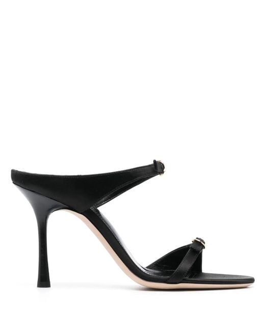 Victoria Beckham Black Buckle-Embellished Leather Sandals