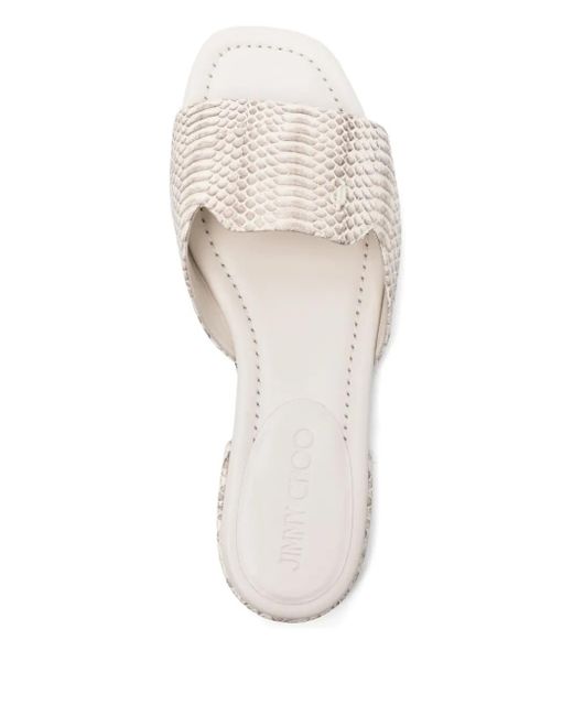 Jimmy Choo White Dina Snakeskin-Print Sandals