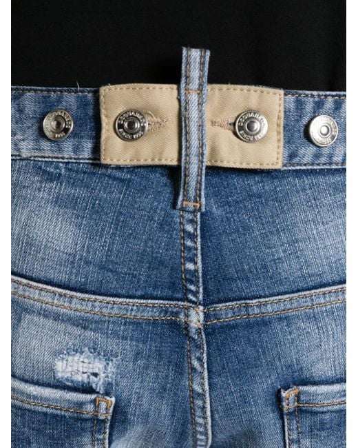 DSquared² Gerafelde Mid Waist Jeans Met Toelopende Pijpen in het Blue voor heren
