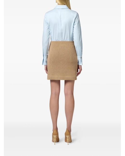 Elisabetta Franchi Natural Decorative-Button Mini Skirt
