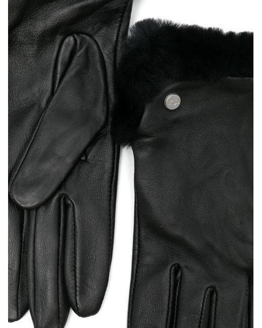 Ugg Black Leather Vent Gloves