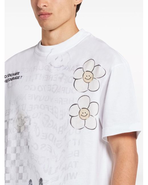 MOUTY White Graphic-print Cotton T-shirt for men