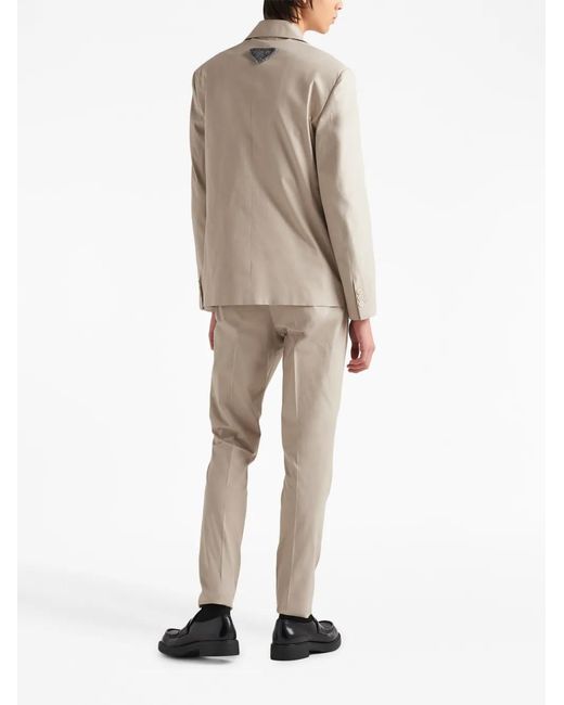 Prada Natural Triangle Logo Single-Breasted Blazer for men