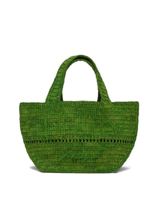 Panier En Raphia À Design Tressé Maje en coloris Green