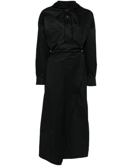 DIESEL Black Long-Sleeved Hooded Wrap Dress