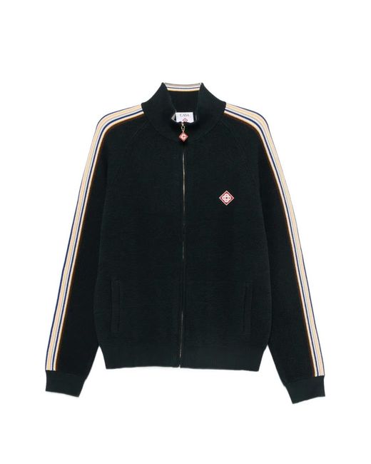 Casablanca Black Logo-Patch Zip-Up Sweater for men