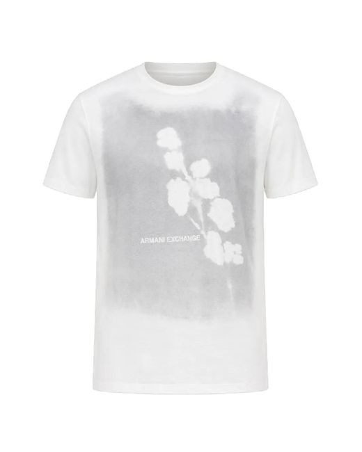 ARMANI EXCHANGE White Graphic-Print Short-Sleeve T-Shirt for men