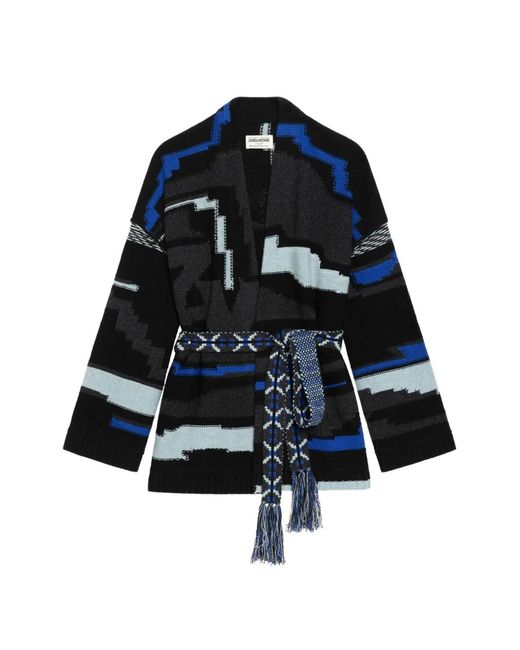 Zadig & Voltaire Blue Aspen Wings Intarsia-Knit Coat