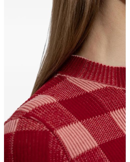 AMI Maxi Checkered Wool And Cotton Godet Dress