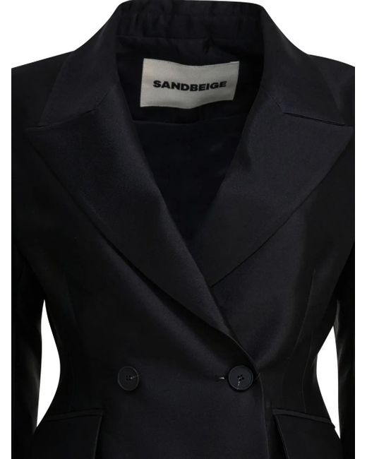 Sandbeige Black Double-Breasted Jacket