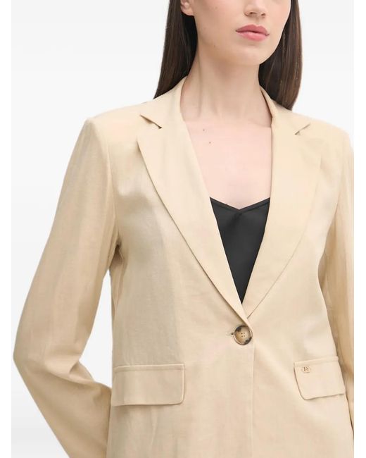 GAUDI Natural Single-Breasted Notched-Lapels Blazer