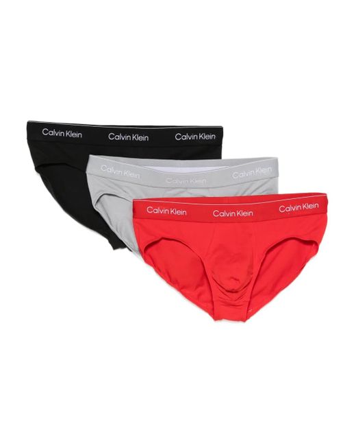 Calvin Klein Red Logo-Waistband Brifs Set for men