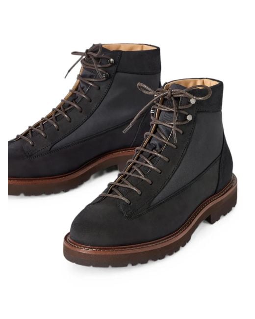 Brunello Cucinelli Black Suede And Techno Fabric Urban Outdoor Boots for men