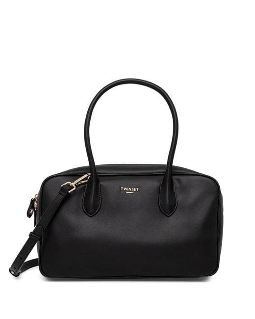 Twinset Black Logo-Lettering Cross Body Bag