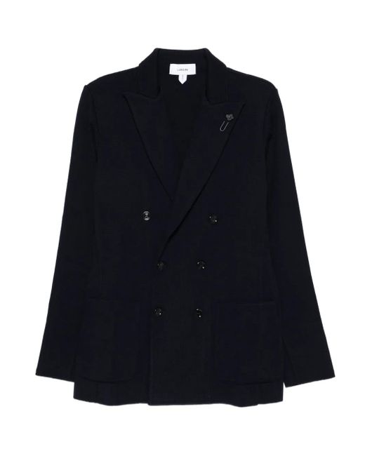 Lardini Blue Double-Breasted Patch-Pocket Jacket for men