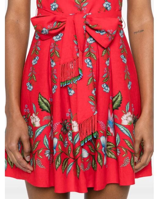 Farm Rio Red Sweet Bloom Bouquet Dress