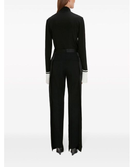 Victoria Beckham Black Pleat-detail Silk Blouse