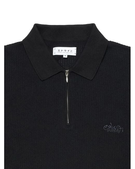 Edwin Black Rick Logo-Embroidered Polo Shirt for men
