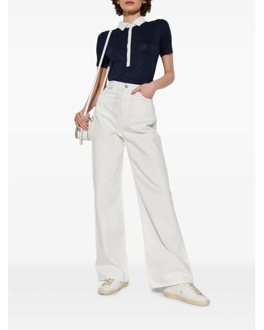 Rag & Bone Blue Two-Tone Polo Top