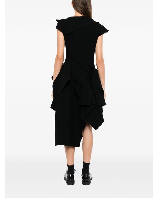 Yohji Yamamoto Black Flannel Deco C Draped Dress
