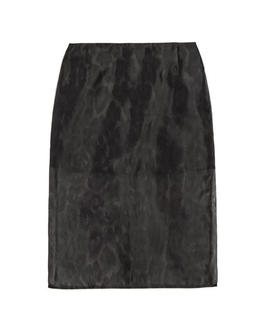 Apparis Black Tyra Leopard Midi Skirt