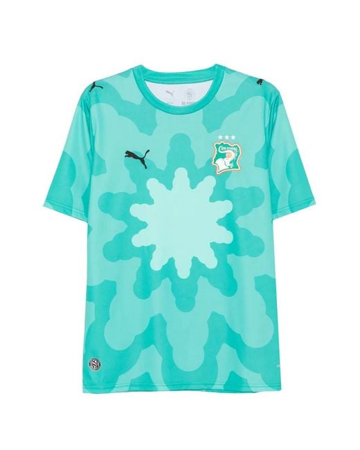 PUMA Blue X Fif X Salehe Bembury Graphic-Print Logo-Patch T-Shirt for men