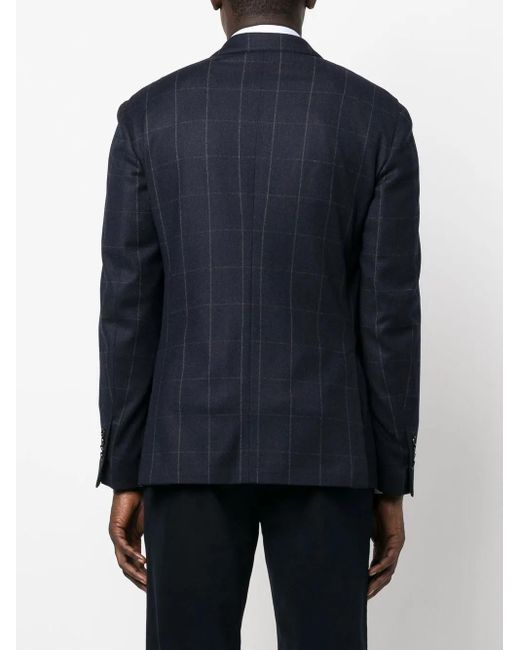 Lardini Blue Double-Breasted Checked Blazer for men