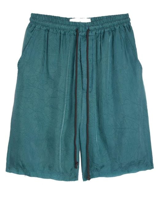 Song For The Mute Green Crinkled Deck Shorts for men