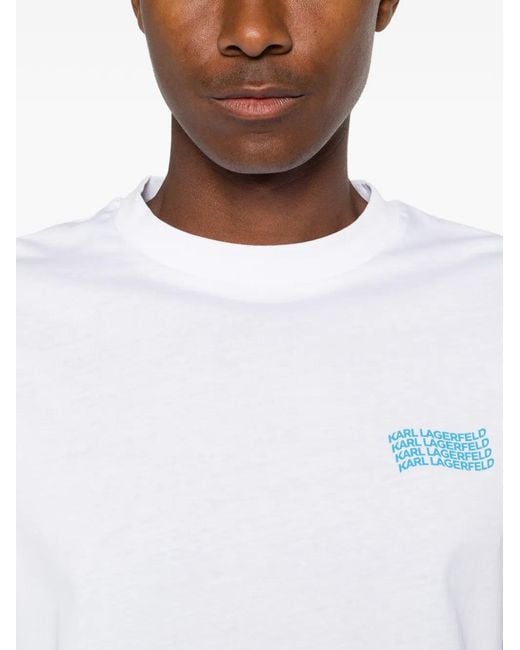 Karl Lagerfeld White Logo-Print T-Shirt for men