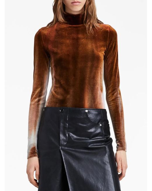Proenza Schouler Brown Ice Dyed Velvet Top