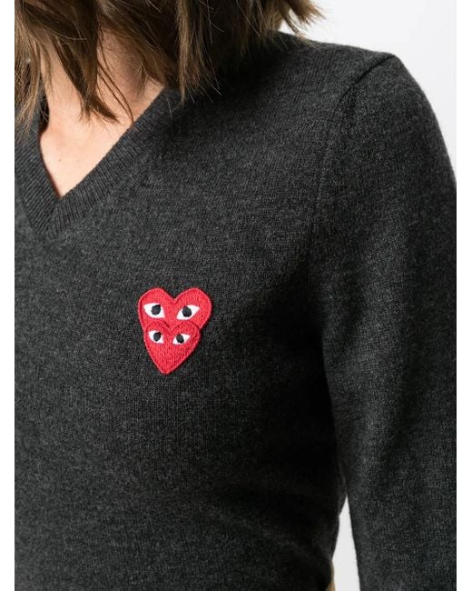 Top con parche de corazones COMME DES GARÇONS PLAY de color Gray