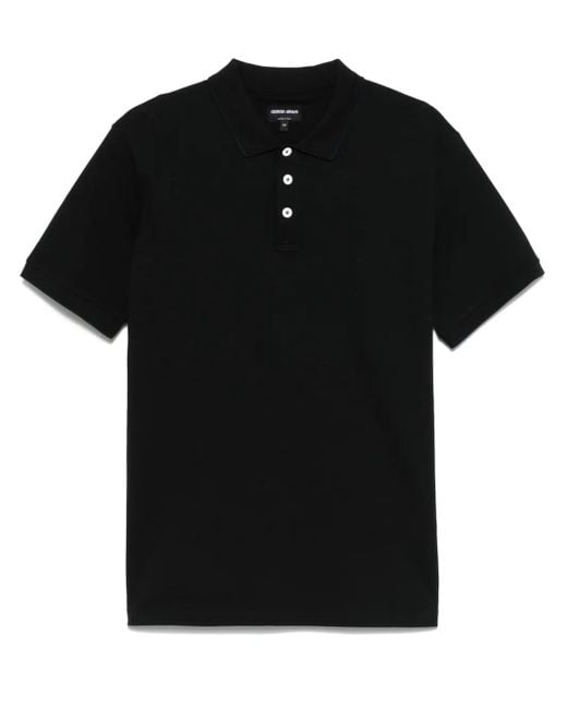 Giorgio Armani Black Piqué Polo Shirt for men