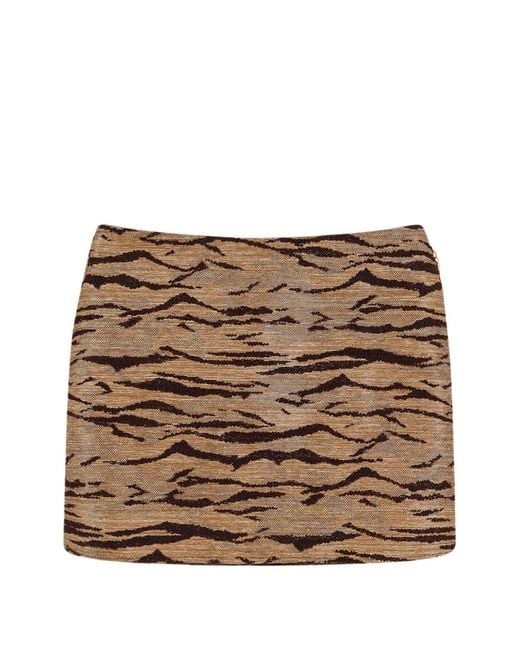 Elisabetta Franchi Metallic Tiger Print Short Skirt