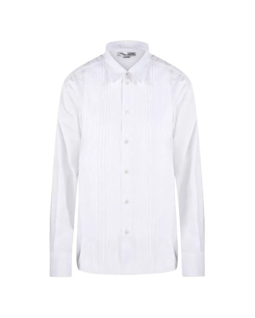 Victoria Beckham White Long-Sleeve Pleated Shirt