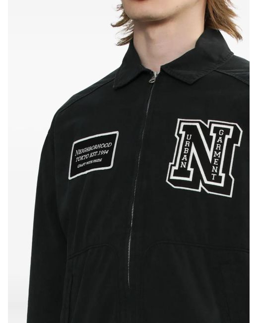 Neighborhood Black Logo-Patch Zip-Fastening Jacket for men