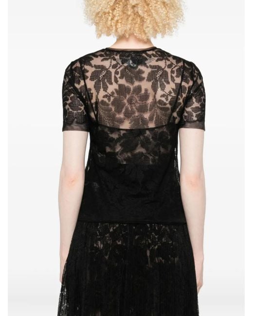 Ermanno Scervino Top Met Bloemenkant in het Black