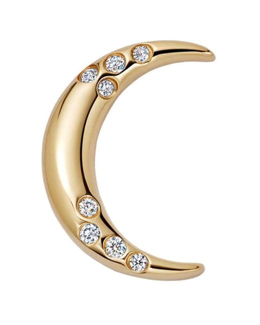 Loquet London Metallic 18K Diamond Crescent Moon Charm