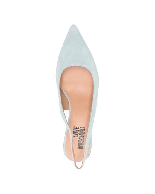Love Moschino White Slingback Leather Pumps