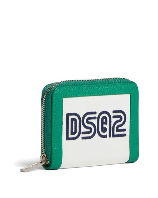 DSquared² Green Logo-embroidered Leather Wallet for men