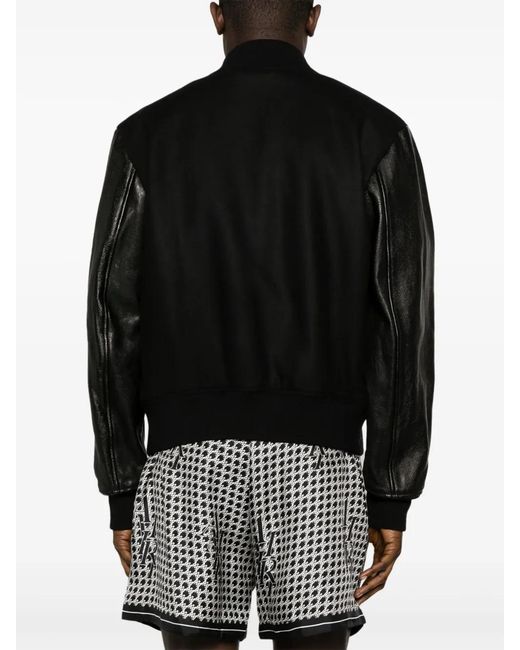 Amiri Black Staggered Logo Varsity Jacket for men