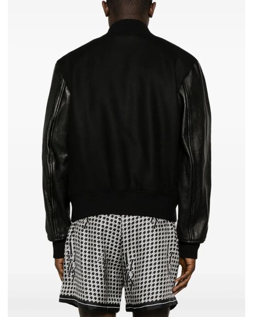 Amiri Black Staggered Logo Varsity Jacket for men