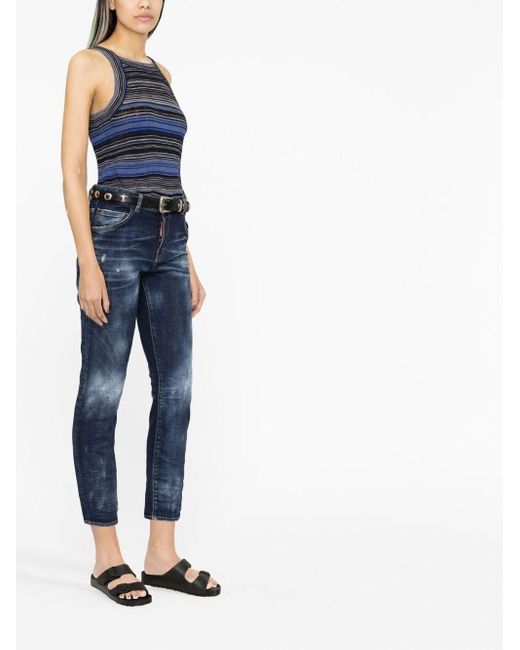 DSquared² Bleached-effect Skinny Jeans in het Blue