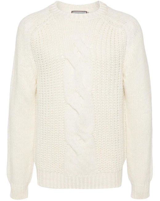 Pull Nervuré À Design Tressé Canali pour homme en coloris White