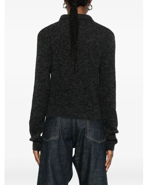 Our Legacy Black Textured Button-Up Cardigan