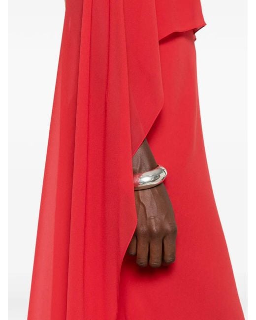 Cortana Red Galea Cape-Style Draped Maxi Dress