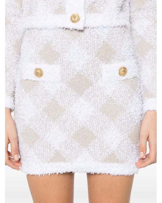 Falda corta con motivo de rombos Balmain de color White
