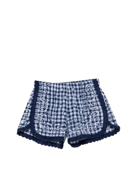 ORSINA Blue Gingham Bandana-Print Shorts