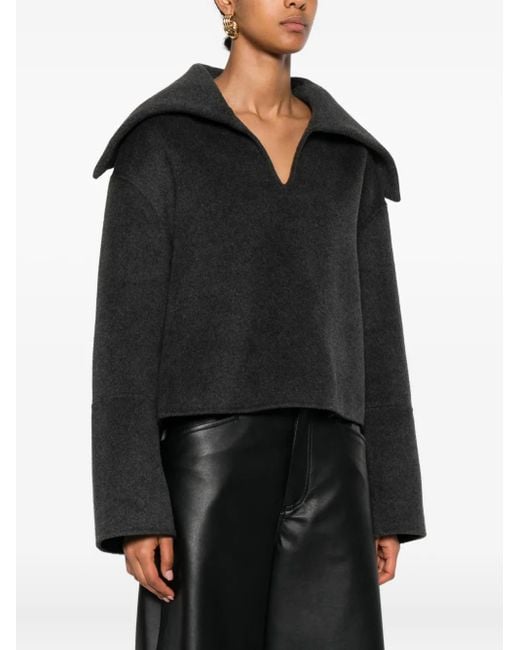 Nanushka Black Oversize-Collar Sweater