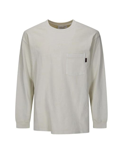 Gramicci Gray Chest-Pocket Long-Sleeves T-Shirt for men